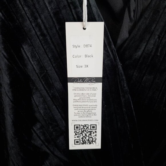 Dalia MacPhee Midi Dress NWT Black Velvet Star Sequin Sheer Whimsygoth Size 3X - Picture 8 of 14